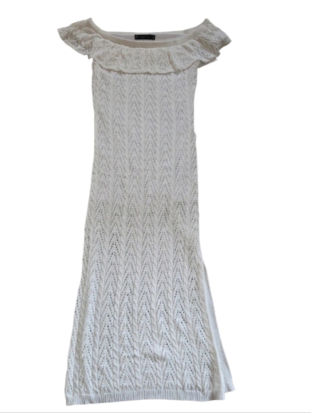 Fashion to Figure White Off-Shoulder Crochet Boho Maxi‎ Dress